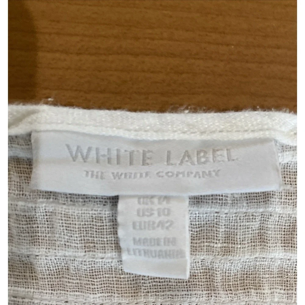 The White Company 100% Linen Blouse Top Size 10 White Pintuck Gauze Peasant Boho - Picture 9 of 15